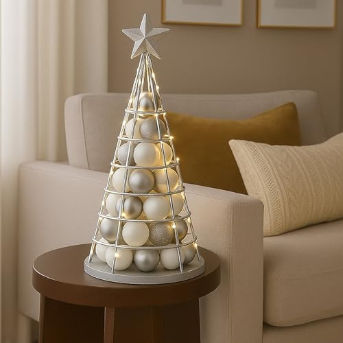 Mendler Deko-Baum HWC-O91 Metall 60cm - silberfarben | Weihnachtsbaum, Schmuckbaum, Weihnachtsdeko, Christbaum, zum Beschmücken