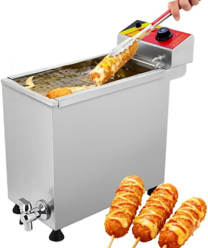 25l Commercial Electric Deep Fryer Or Corn Dog Maker Machine, Stainless Steel Korean Cheese Hot Dog Fryer For Food Trucks, Fast Food Restaurants, Versatile Snack Maker
