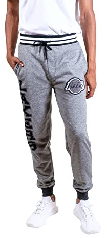 NBA Herren Jogger Hose Varsity Stripe Rib Marl Fleece Sweatpants, Team Logo Grau