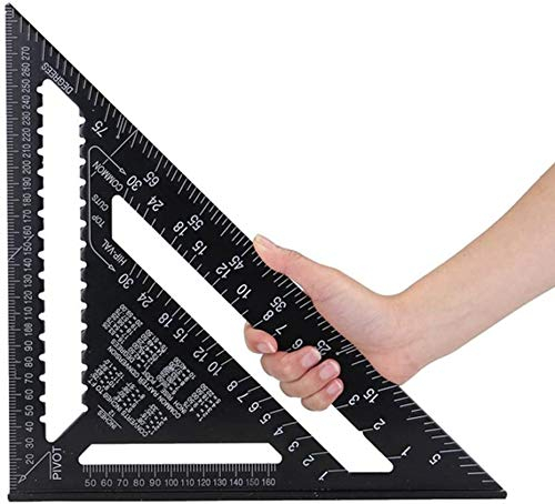 Hinmay Outil carré de charpentier carré en aluminium avec finition en oxyde noir - 30,5 cm