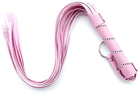 Yangver Flogger Leder Peitsche Kurz-Griff Peitsche mit Strass,Lederpeitsche Sexspielzeug Cosplay Damen Kostüm Zubehör Halloween Fasching (Pink)