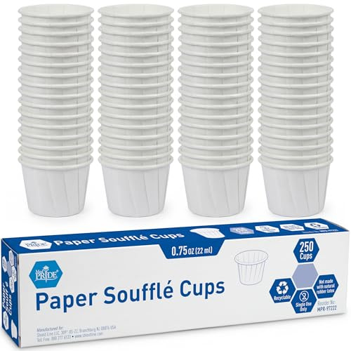 MED PRIDE Disposable 250 Pack Paper Souffle Medicine Cups-0.75 Ounce, Dispenser Paper Cups-Pill Holders for Mixed Pills, Single Dosage-Portion, Food & Dessert Serving