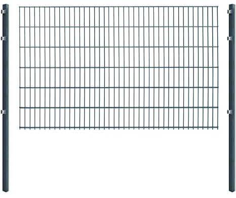 Doppelstabmattenzaun - Komplettset inkl. Pfosten und Montagematerial - Verschiedene Längen und Höhen – Grün oder Anthrazit (L 20 m | H 123 cm | Anthrazit)