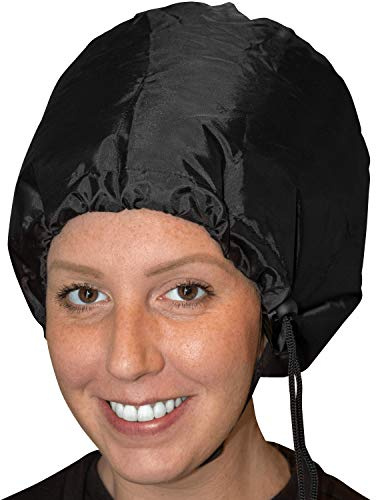 S&T INC. Bonnet Hood Hair Dryer Attachment for Drying, Styling, Curling, and Deep Conditioning, Adjustable, Storage Bag Included, Black