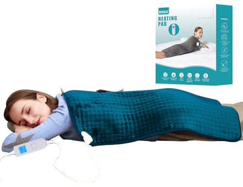 Ruqiji 17''x33'' XXXL King Size Heating Pad with 10 Temperature Settings, Pain Relief for Back/Neck/Shoulders/Menstrual Pain/Leg Cramp Christmas Gifts for Women Men Mom Dad(Dark Teal)