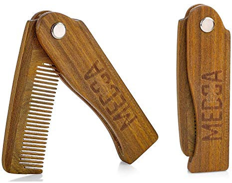 Pettine di legno pieghevole - confezione da 2, costruzione in legno di sandalo massiccio - barba, baffi, spazzola per capelli da uomo per tutti i tipi di capelli - viaggio, styling e districante