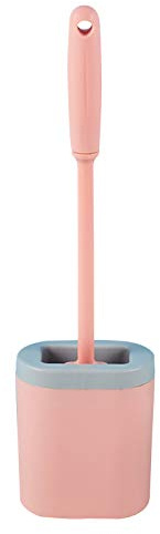 Brosse De Toilette en Silicone, Brosse WC Silicone Suspendu, Brosse Nettoyage Salle De Bain, Brosse WC Antibacterienne, Balayette WC SéChage Rapide avec Base De Filtre à Eau (Rose)