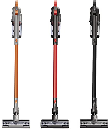 TurboTronic / 2in1 kabelloser Akku-Staubsauger Handstaubsauger/schwarz, rot, Silber/orange/beutelloser Stilstaubsauger mit Wandhalterung und LED-Licht (Schwarz)