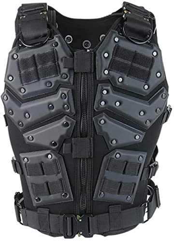 Zhongren Tactical Airsoft Vest Body Armour Vest Molle Chest Protector Adjustable for Paintball Cosplay Movie Costume CS Game Military Combat Motorcycle Outdoor Training Fit S-XL Size Adult Men Women