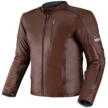 SHIMA HUNTER Motorrad Jacke Herren mit Protektoren Leder Rückenprotektor Motorradjacke Sommer Schutzjacken Lederjacke Protektorenjacke Sommerjacke Stadt Touren (Männer, Dunkelbraun, XL)