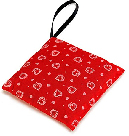 Kamillenblüten Duftkissen Kräuterkissen 12x12cm + Aufhänger - Herzen-rot - 100% naturrein. Kamille