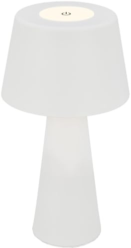 BRILONER – LED Akku Tischleuchte, Stufenweise Dimmbar, Touch, Mobiles Licht, LED Tischlampe Aussen, Tischleuchte kabellos, Weiß