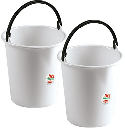 2X Eimer mit Ausguss Henkel 7L weiß Putzeimer Küche Bad Camping Kunststoff