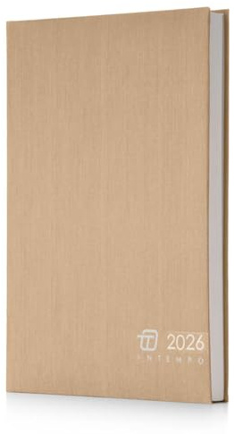 Tagesplaner 2024 Intempo 15 x 21 cm A5 kariert Kunstleder Sand Hellbraun Büro Friseur Restaurant + Stift und Lesezeichen