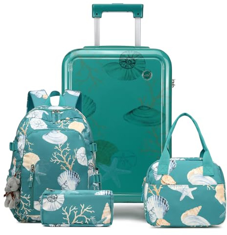 Sea choice Valigia per bambini con Set di Zaini Bagaglio a mano Valigia leggera a guscio duro Trolley per ragazzi ragazze Valigia da viaggio e 4 ruote TSA
