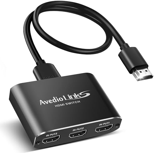 4K@60HZ HDMI Switch 3 in 1 out, HDMI Switch 3-Port Aluminum Alloy with 4FT HDMI Cable, 4K HDMI Switcher Box Supports HDCP2.2, HDR10, 18Gbps, for Fire Stick, PS5/4, Game Consoles, Roku, PC(Black)