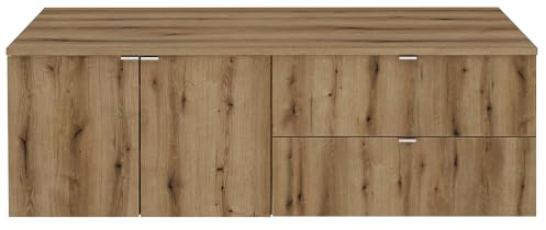Lomadox Badezimmer Doppelwaschtisch 160cm, Eiche, geringe Tiefe (40cm)