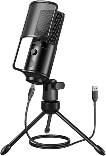 FIFINE K669PRO1 USB Podcast Microphone for Vocal Recording Video | PC Condenser Mic for Streaming, Mute Button, Gain Knob, Sturdy Tripod Stand, Gaming, Meeting, Windows/Mac OS