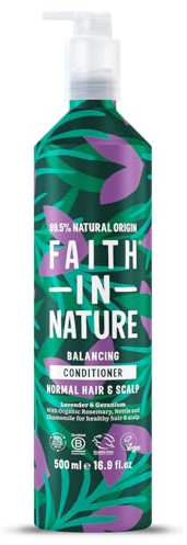 Faith In Nature 500ml Metal Bottle Lavender & Geranium Conditioner, Balancing for Normal Hair & Scalp, Vegan & Cruelty Free, No SLS, Silicones or Parabens