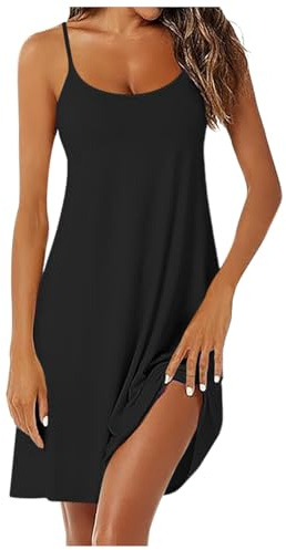 Sunnyuk Sottoveste Seta Donna Sottoveste Estiva Taglie Forti Camicia da Notte Casual Leggero Pigiama Sexy Corta Vestiti per Casa Cotone Senza Maniche Vestaglia Sposa