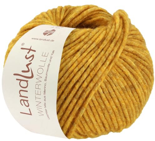 LANA GROSSA Landlust Winterwolle | Soffilo mit Yakfasern | Handstrickgarn aus 50% Schurwolle (Merino), 35% Baumwolle & 15% Yak | 50g Wolle zum Stricken & Häkeln | 70m Garn FB33