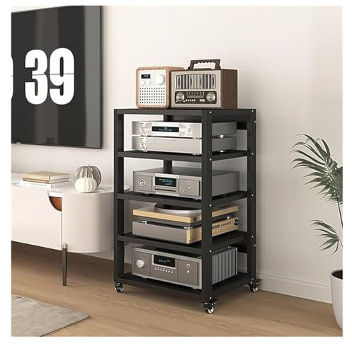 mueble equipo hifi Torre De Audio Y Video De 5 Niveles, Soporte For Medios AV, Gabinete Estéreo, Sistema De Cine En Casa, Amplificador De Altavoces, Receptor, Reproductor De CD, Consola De Juegos, Uni