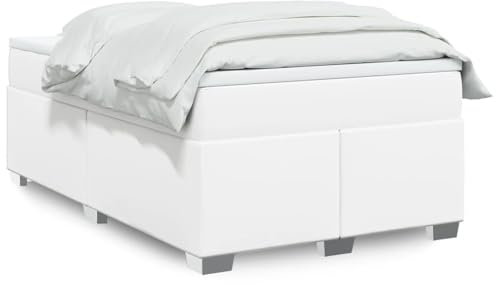 qohoio Boxspringbett mit Matratze Weiß 120x200 cm KunstLED Bett Boxspringbett Bett Mit Matratze Polsterbett Schlafzimmer MöBeler - 3285206
