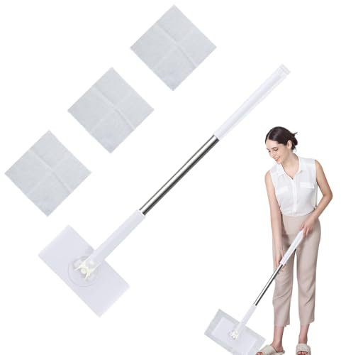 Trapeadores De Piso,Trapeador De Baño,Trapeador para polvo con toallas de limpieza - Trapeador ligero para pisos de madera, juego de trapeador de limpieza reutilizable para madera, madera dura, lamina