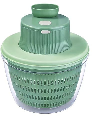2 en 1 Essoreuse à Salade Automatique sans Fil USB 4L Déshydrateur Automatique pour Fruits et légumes, saladier pour Servir, assèchement Rapide, ustensile de Cuisine dans Une Couleur Tendance (vert)
