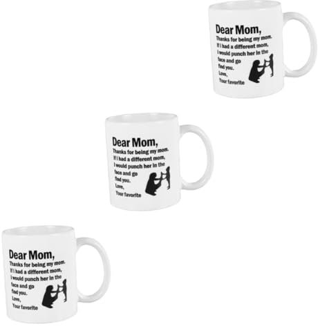 Ciieeo 3 Pcs Unique Mother's Day Ceramic Coffee Mug Enamel Tea Cup for Daily Use