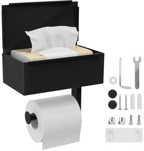 Toilettenpapierhalter mit Feuchttücherbox, 2-in-1 Multifunktion Toilettenpapierhalter Zum Bohren, Toilettenpapierhalter Edelstahl, Selbstklebende Klorollenhalter Ohne Bohren für Bad Waschraum Küche