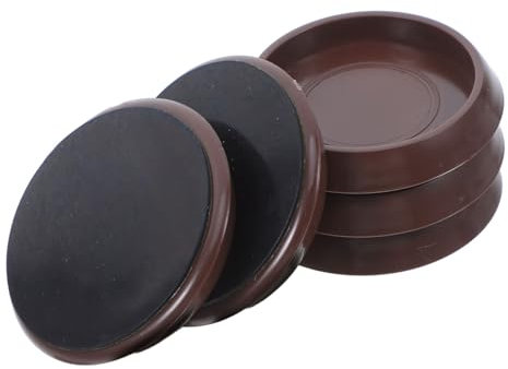 LOORGVEL Coupelles Rondes Lot de 5 Protection Marron en Plastique Antidérapantes pour Pieds de Meubles et roulettes pour Tapis et Espaces Commerciaux