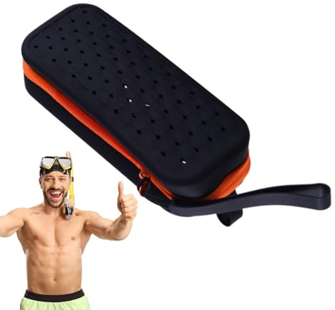 Hogvinnatil Glasses Storage Case, Silicone Glasses Case, Swimming Goggles Case with Drain Holes | Women Men Water Sports Accessories Organiser Zip Bag for Snorkelling, Diving