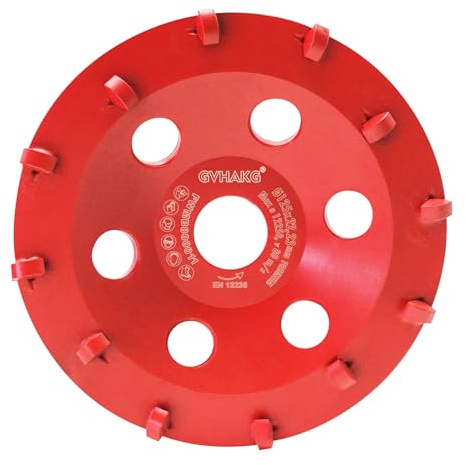 GVHAKG PKD Diamant Schleiftopf 125 mm x 22,23 mm,12 Segmente Diamantschleiftopf für Beton, Estrich，Epoxidharz-Beschichtungen, Farb-Beschichtungen