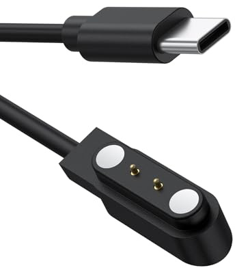 Amzpas Chargeur Montre Connectée,2 Pins 4mm USB C Câble de Chargement Magnétique, Câble de Recharge pour Montre Intelligente (100cm)