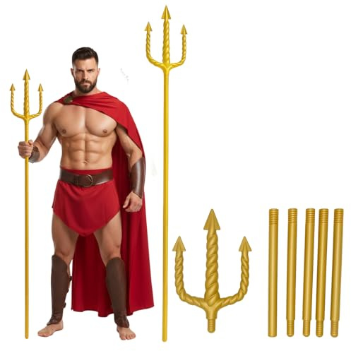 YyiFcg 153 cm oro tridente diavolo tridente diavolo tridente prop diavolo fork staff giocattolo re Nettuno tridente costume accessorio per adulti carnevale feste a tema cosplay (oro)