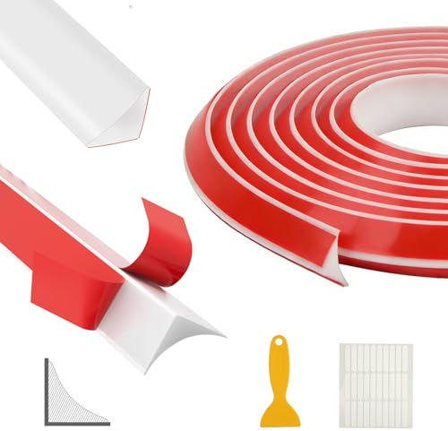 GEEKHOM 5m Silikon Abschlussleiste Für Küchenarbeitsplatte, Wand, Decke Sockel, Fliesen - Wasserdichte Wandabschlussleiste für Bad, Küche, Wohnzimmer - Selbstklebend & Flexibel - Weiß (15x20mm)