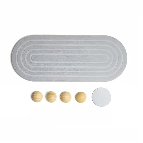 Gettimore Plateau absorbant en diatomite pour évier de salle de bain Gris avec pieds en bois Compatible avec organisateur de savon de cuisine et porte-articles de toilette 30 x 10 cm
