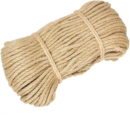 Cuerda de sisal de 8 mm x 100 m, cuerda natural resistente, cuerda trenzada fuerte como rascador para gatos, para bricolaje, jardín y decoración del hogar