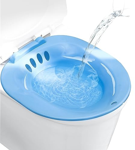 Sitzbad, tragbarer Bidet-Toilettensitz, tragbares Bidet für Toilettenaufsatz, passend für Toiletten für postpartale Wunden, Hämorrhoiden, Dammpflege, Blau, Sitzbad