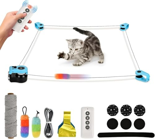 Automatisches Katzenspielzeug – Interaktives Elektrisches Jagdspiel für Indoor-Katzen, Interaktives Katzenspielzeug mit einstellbarer Geschwindigkeit, Mäuse-Sound, Selbstbeschäftigung gegen Langeweile