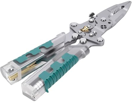 Spacnana Alicates Pelacables 10 en 1, Herramienta Eléctrica Multifuncional con Comprobador de Voltaje, Cortador de Cables y Crimpadora, para Cables Eléctricos, Cableado Automotriz e