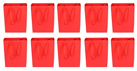Geschenktüten aus Papier, 10 Stück, Rot, 20x15x6 cm, Kleine Geschenkbeutel für Weihnachten, Geburtstag, Hochzeit - Hochwertig, Vielseitig, Ideal für Partys und Feiern