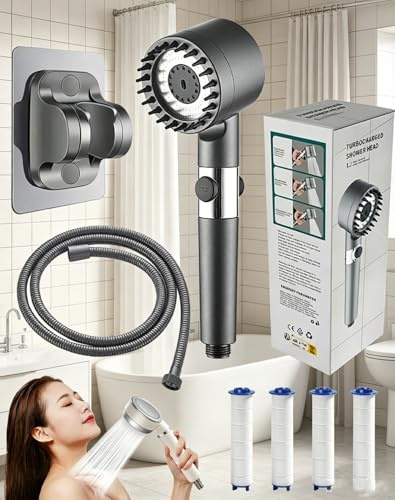 Aquapure Cabezal Ducha, Transforma Tu Cabello Y Tu Piel Con La Regadera Aquapure, Con Manguera De 1.5/2 M, 3 Modos De Rociado Cabezal Incluye Cuatro Cartuchos De Filtro (2.0M)