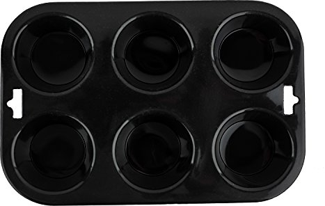 Selecto Bake 6 Cup Silicone Bun/Muffin Mould Cupcake Yorkshire Pudding Non Stick Tray Baking (Black)
