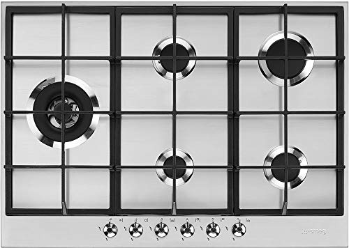 SMEG PX375L, Placa de gas CLASSICA, Stainless steel (chrome knobs)