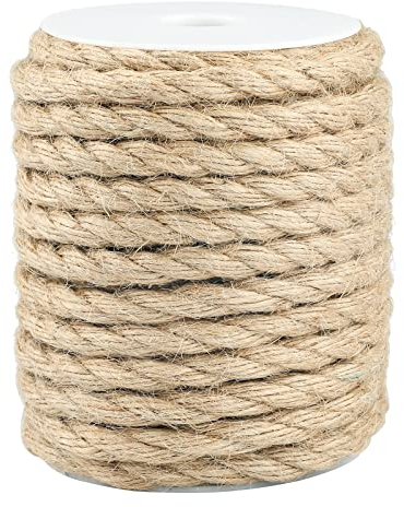 KINGLAKE 10mm 15m Juteseil, Tau Seil Hanfseil, Rope Dickes, Handlaufseil, Schiffstau, Juteschnur Bastelseil für DIY Dekoration Garten