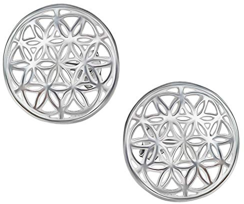 CLEVER SCHMUCK Lebensblume Damen Ohrringe als Ohrstecker Blume Ø 14 mm schlicht 925 Sterling Silber im Schmucketui