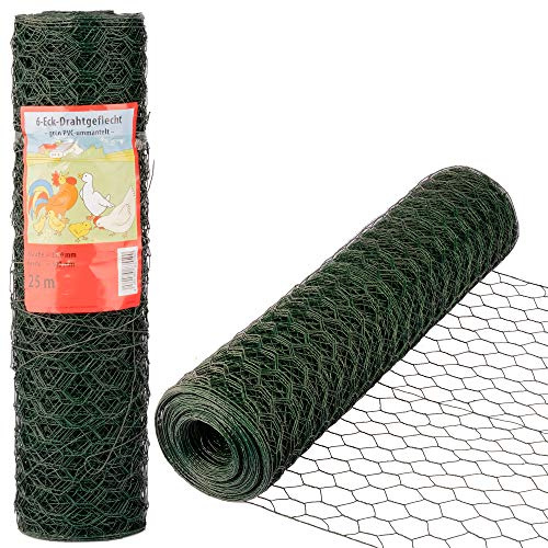 Kaninchendraht Maschendraht 25m lang 50cm hoch Drahtgitter Grün PVC Hasendraht Maulwurfsperre Wühlmausschutz Wühlmausgitter 25x0,5m