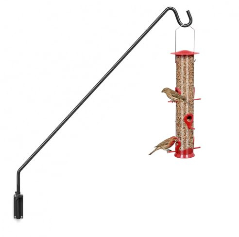 MIXXIDEA Heavy Duty Extended Reach Wall Mounted Deck Hook Wall Pole,Bracket Direction and Length Adjustable Plant Bracket for Bird Feeders, Planters, Suet Baskets, Lanterns, Wind Chimes,Black
